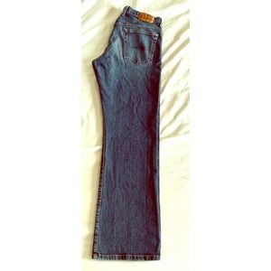 Lucky Brand button fly boot cut jeans.